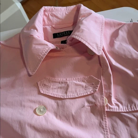 Like new! Ralph Lauren Double-breasted fully lined pink raincoat, size L - Picture 13 of 16